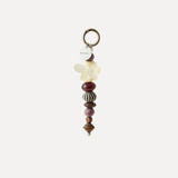 BEADED CHARM - Ecru & Brown and Stripes