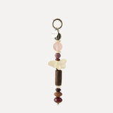 BEADED CHARM - Soft Pink & Ecru and Brown