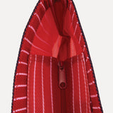 Large Bamboo Handle Bag - CRANBERRY STRIPE