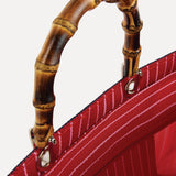 Large Bamboo Handle Bag - CRANBERRY STRIPE